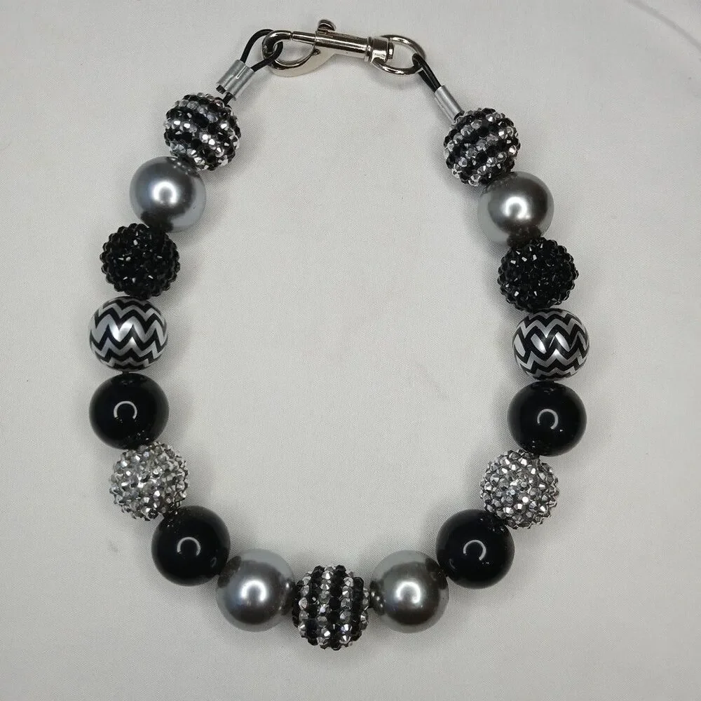 Handmade Night Out Beaded Dog Puppy Collar Necklace Jewelry Durable M 16 1/2